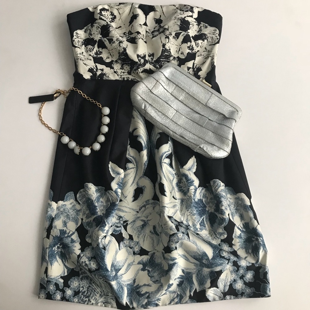 Nwot Tibi Silk Rococo Black Navy White Dress 2